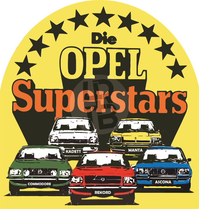 Aufkleber Opel Superstars – 4 Räder und 1 Brett