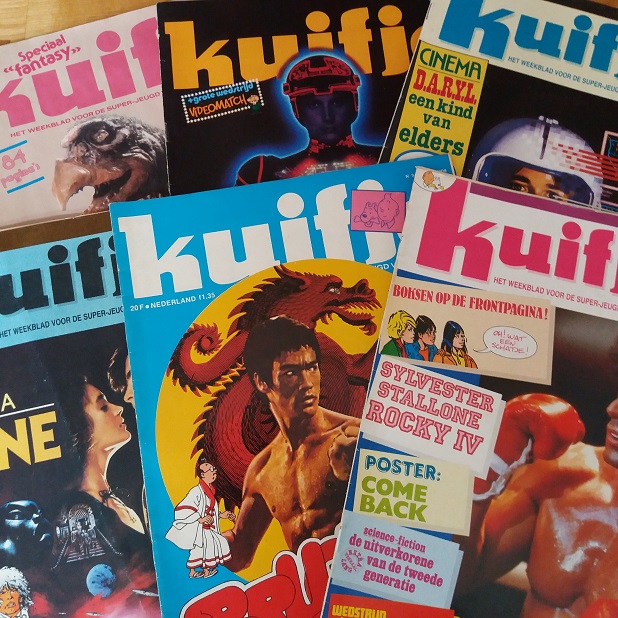 Weekblad Kuifje met filmposters Tron, Dark Crystal, Bruce Lee, Dune