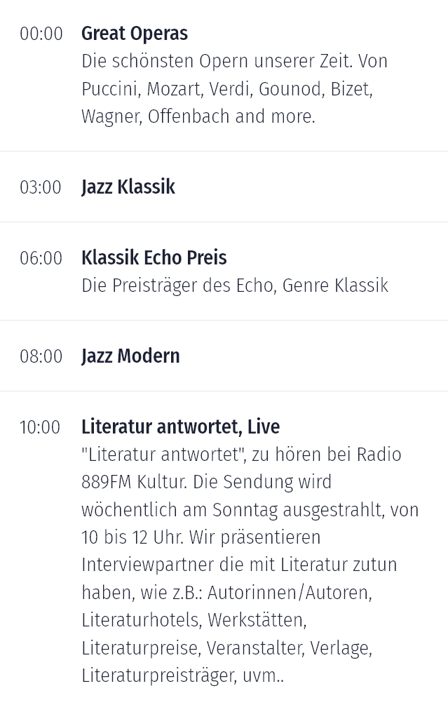 Radio 889FM Kultur, 889FM Kultur, 889FM