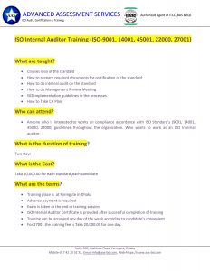 ISO Internal Auditor Training