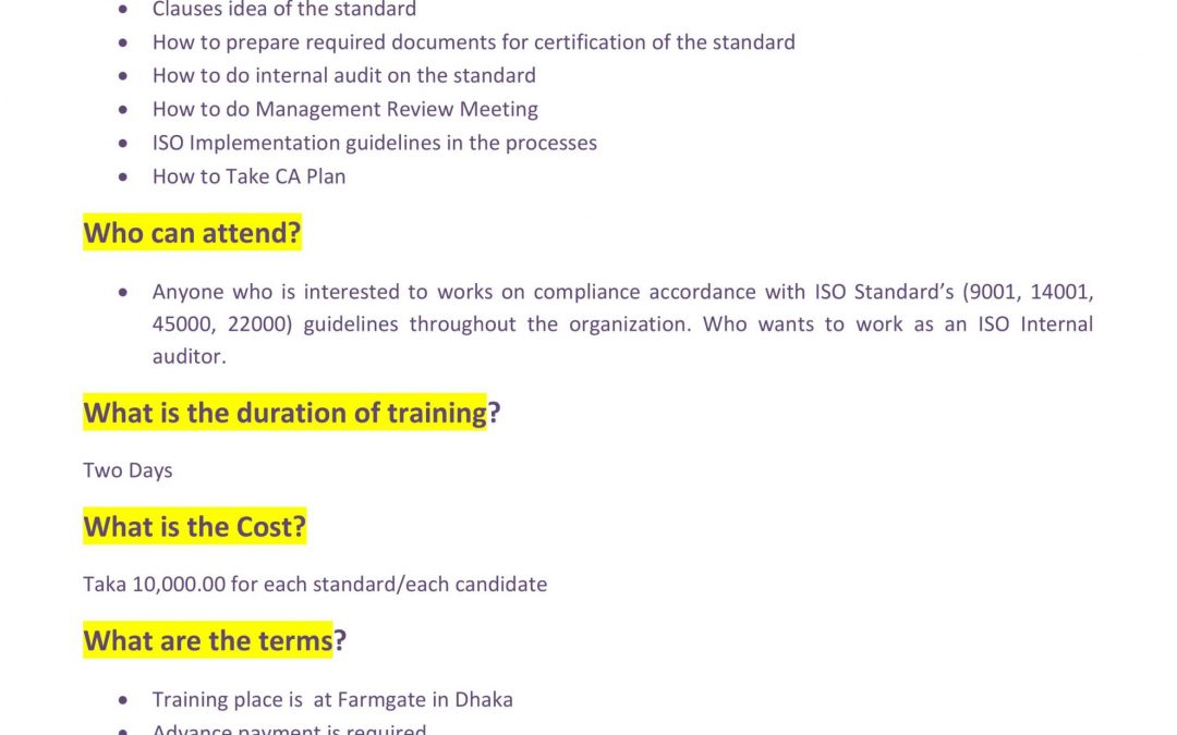 ISO Internal Audit Training