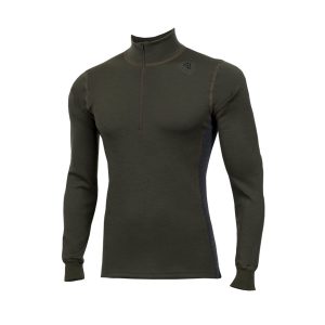 Aclima WarmWool Mock Neck Zip Man Olive Night/Marengo