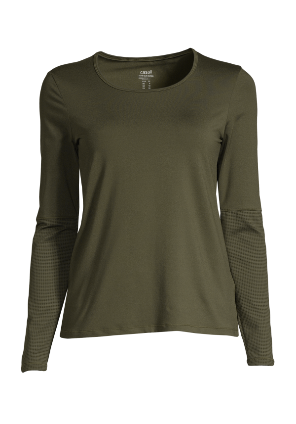 Essential Mesh Detail Long Sleeve - Forest Green
