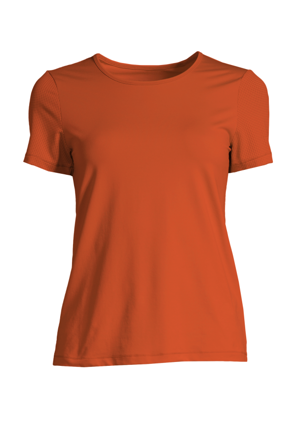 Essential Mesh Detail Tee - Papaya Red