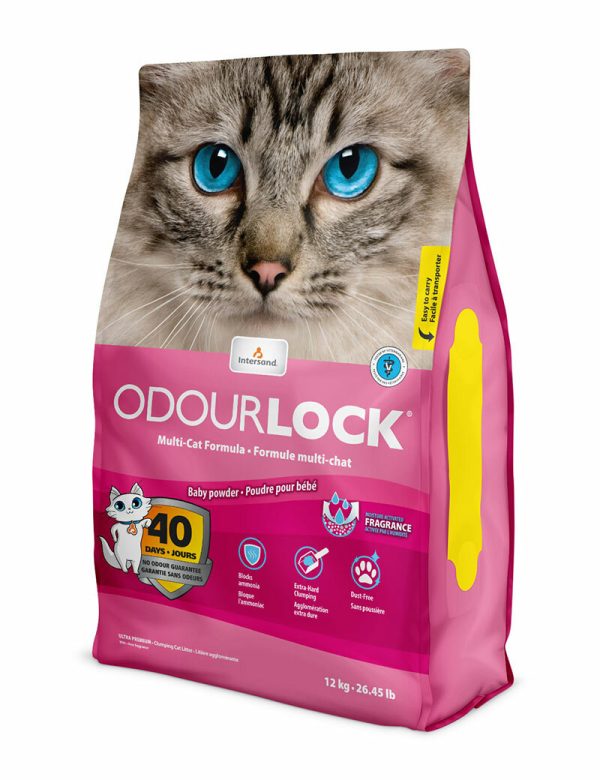 Odour Lock Baby Powder Parfymerad kattsand - 12 kg
