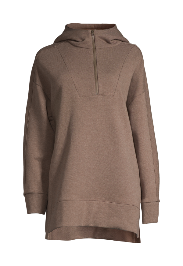 Oversized Slit Hoodie - Brown Melange