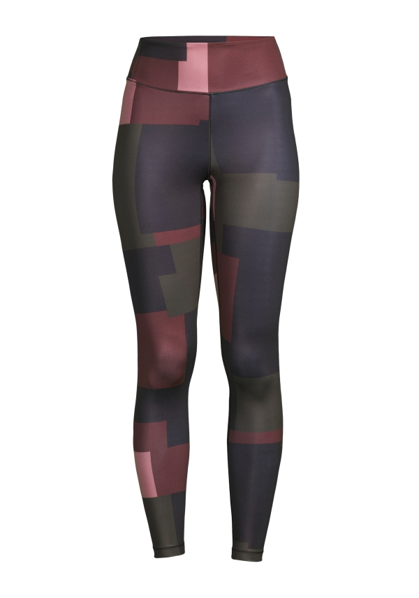 Printed Sport Tights - Green/Red Block