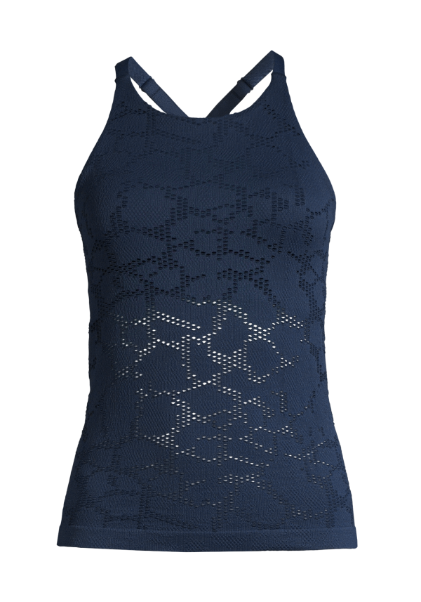 Seamless Structure Strap Tank - Pushing Blue