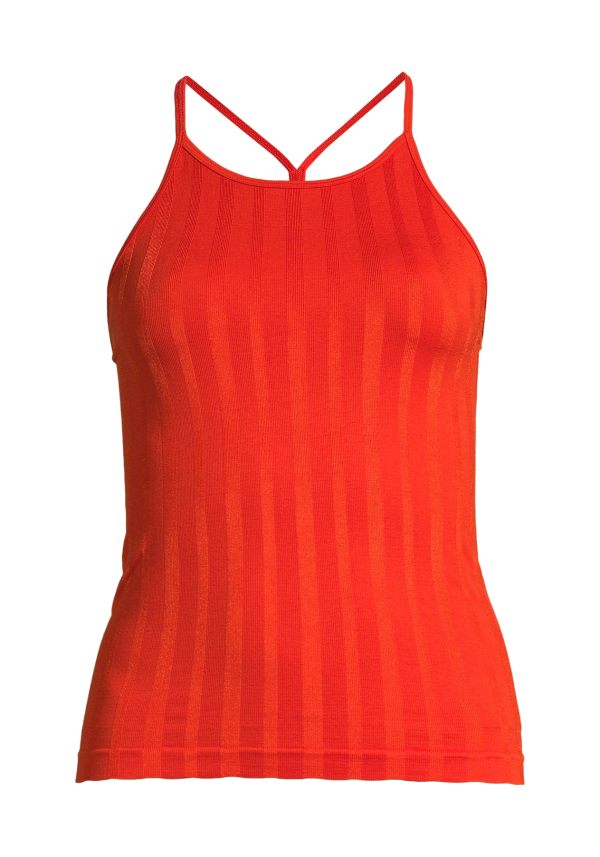 Shiny Matte Seamless Strap Tank - Intense Orange