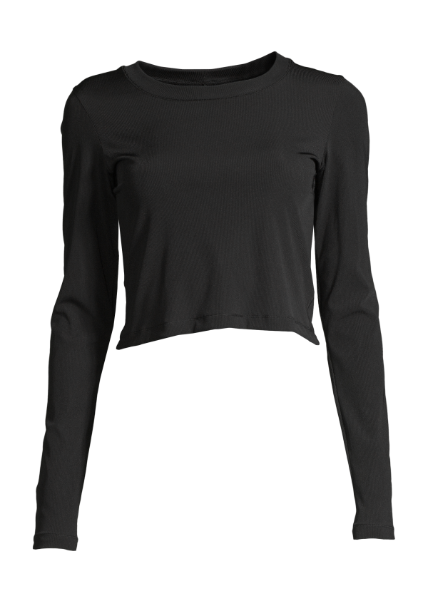 Shiny Rib Long Sleeve - Black