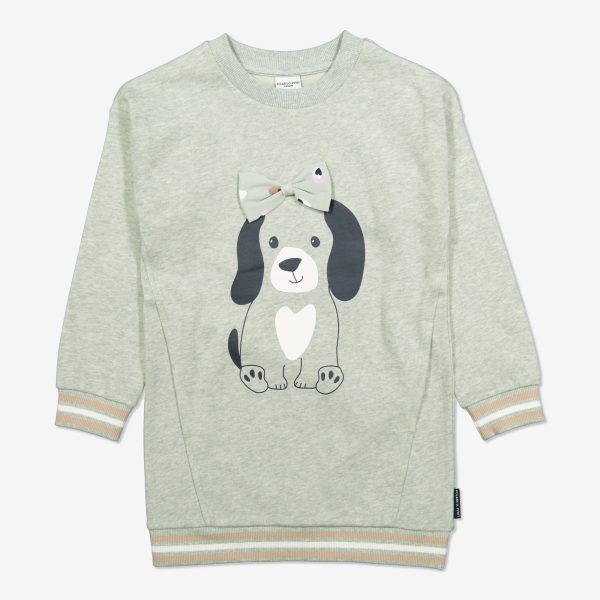 Sweatshirt med hundvalpstryck ljusgrön