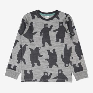 Ullmix tröja med björnmönster gråmelange