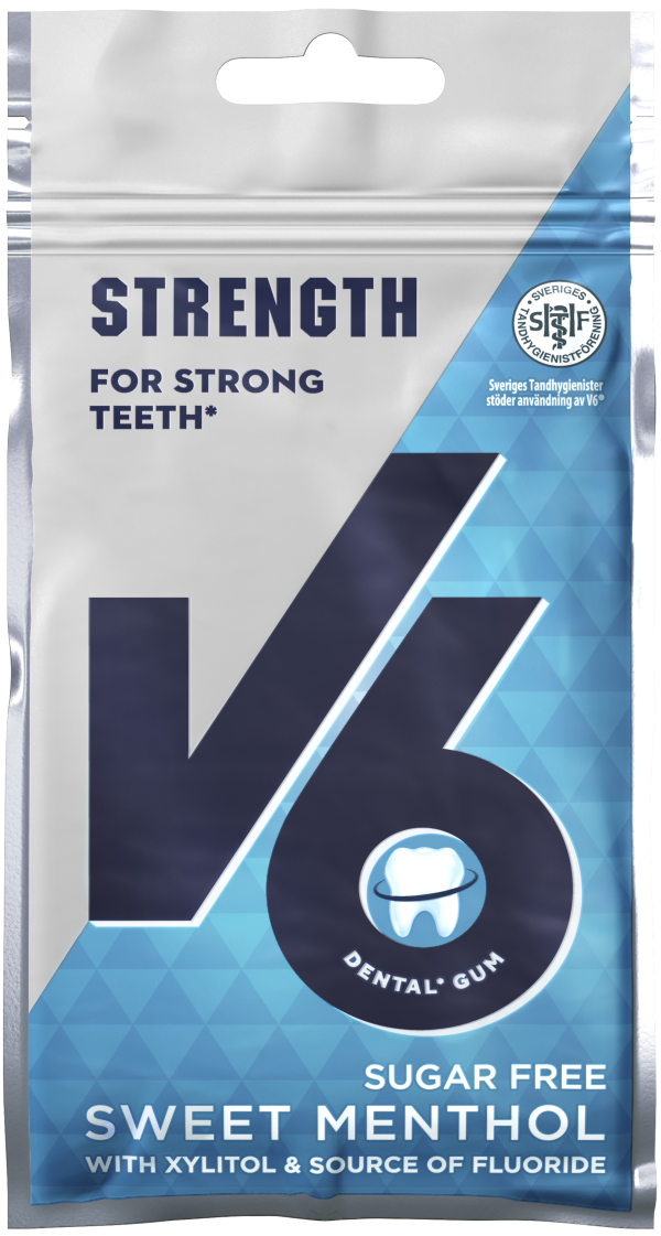 V6 Strong Teeth Sweet Menthol med fluor 30 g