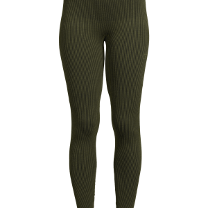 Wool Rib High Waist Tights - Black Green Rib