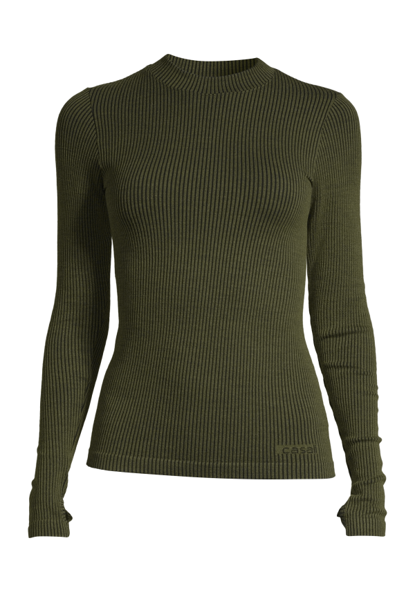 Wool Rib Long Sleeve - Black Green Rib