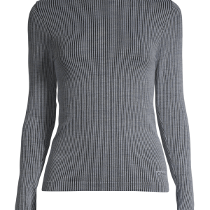 Wool Rib Long Sleeve - Black Grey Rib