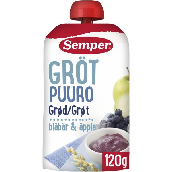 Semper Ätklar Gröt Blåbär & Äpple 120 g