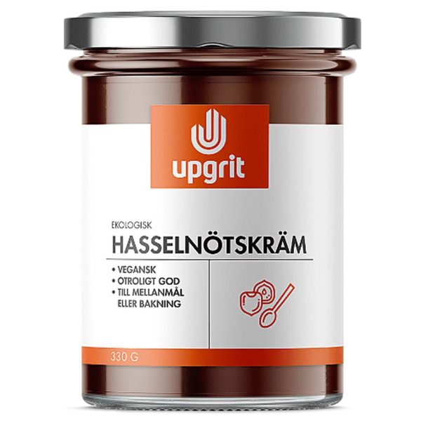 Upgrit Ekologisk Hasselnötskräm Dadlar & Kakao 330 g