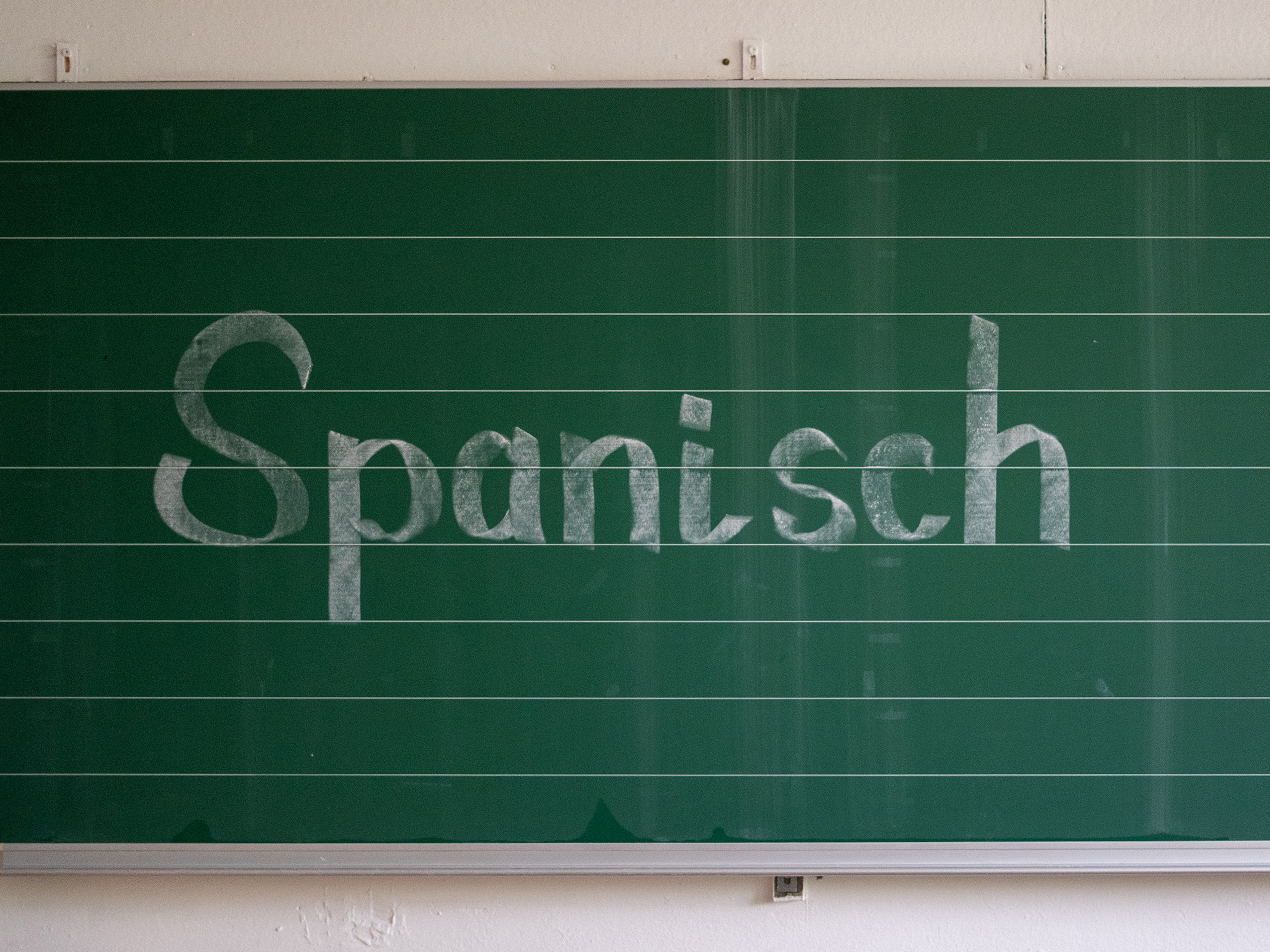 Tafel: mündliche Prüfung im Fach Spanisch