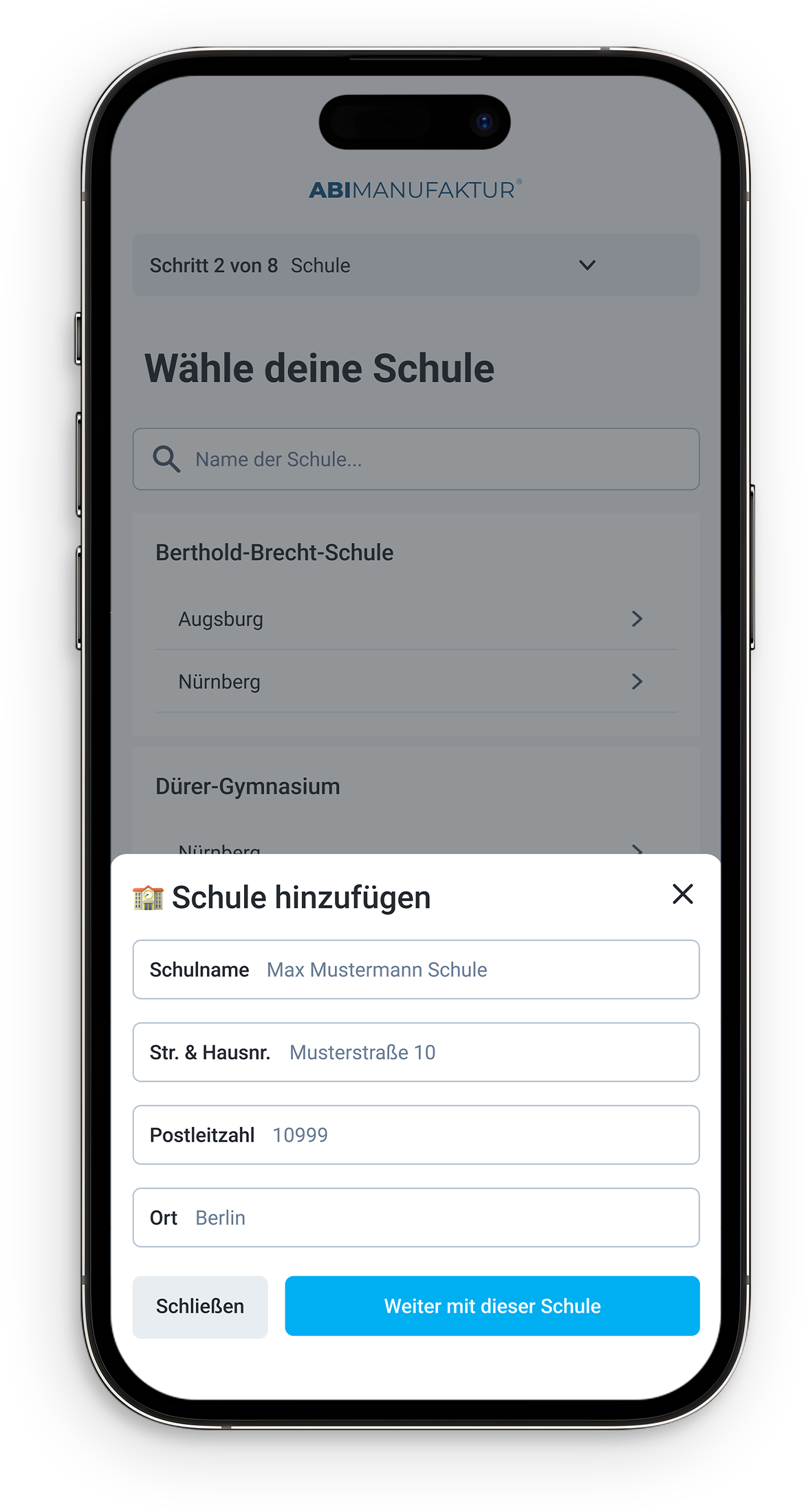 Tutorial IOS: Schule in der App hinzufügen