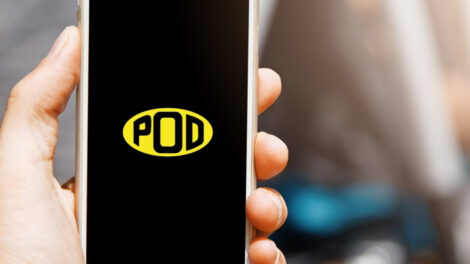 Mobil med PODs logo