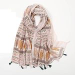 Vintage stil brun skjerf/sjal med tassel for damer