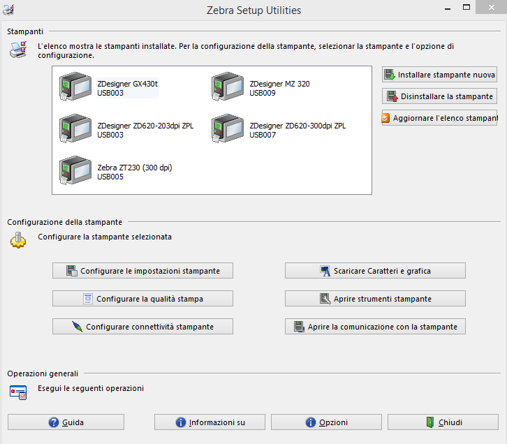 zebra setup utilities gk420 rese