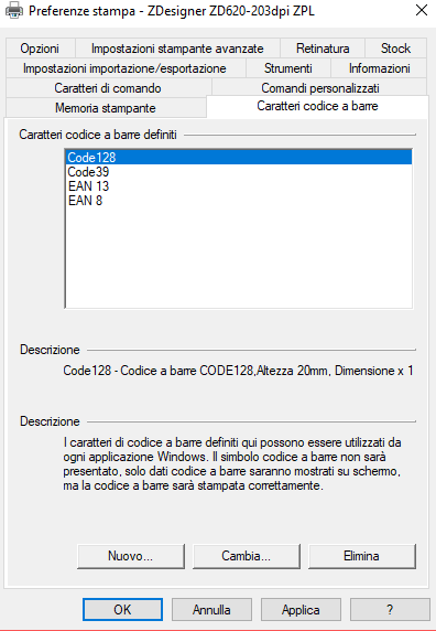 driver Zebra codice a barre