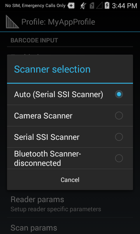 datawedge selezione dello scanner