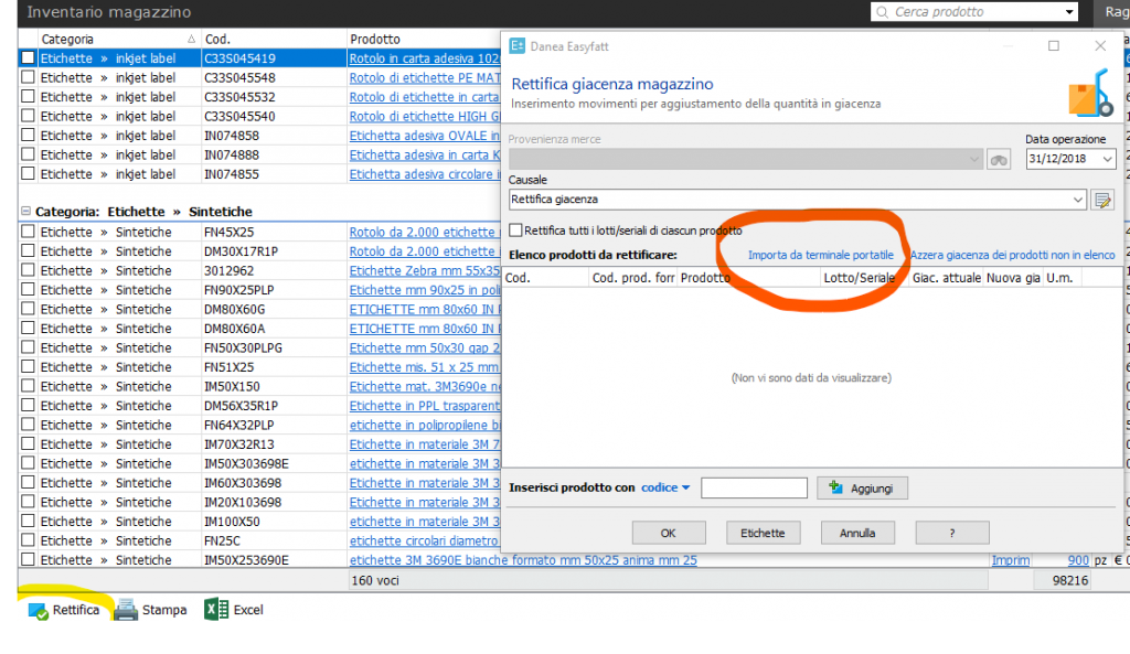 inventario di magazzino con Danea EasyFatt