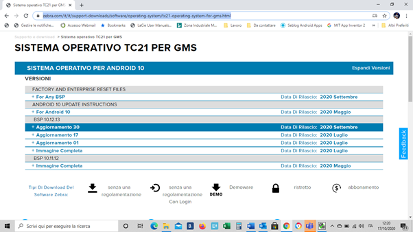 firmware TC21 Zebra