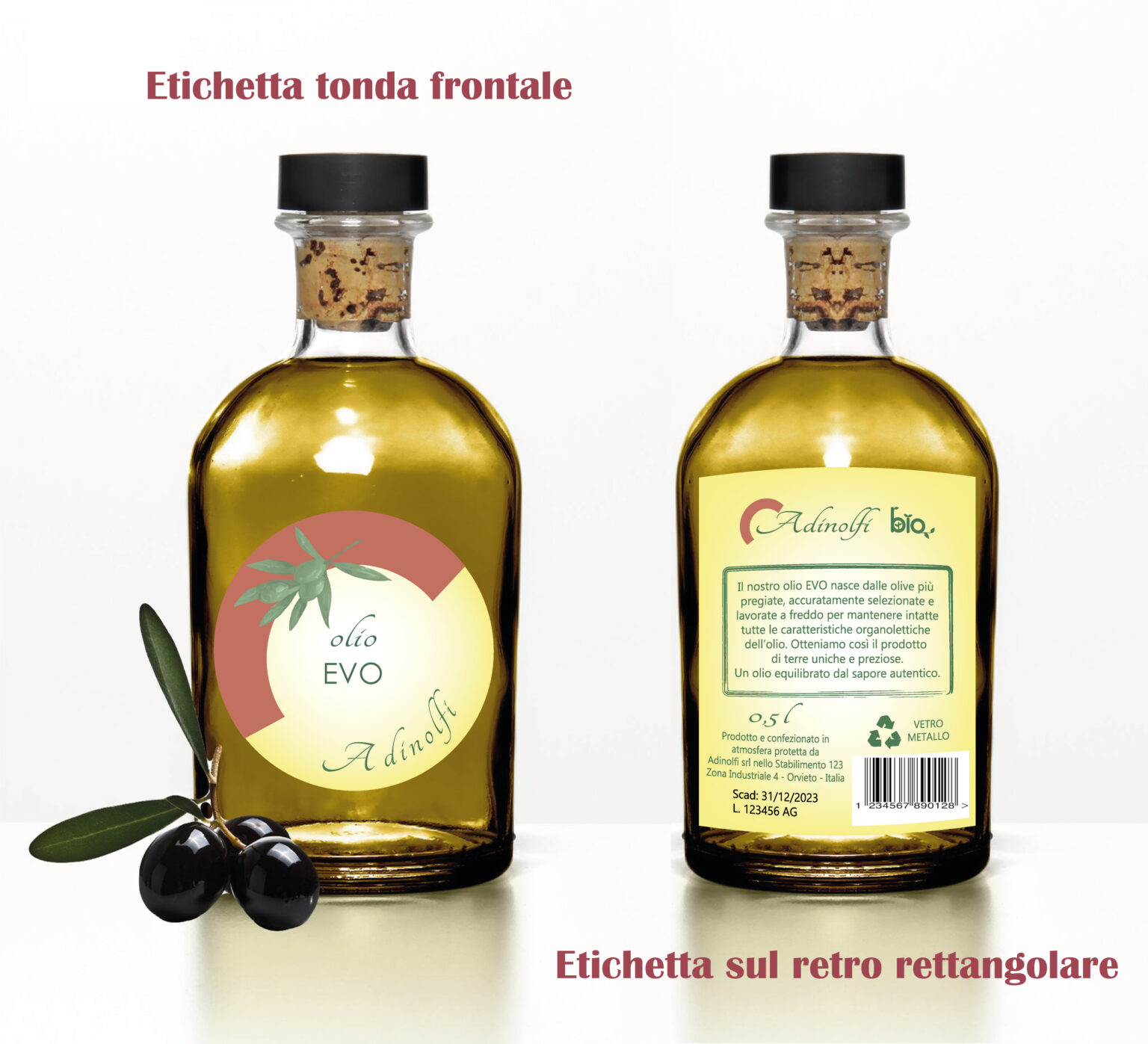 Etichette Adesive Personalizzabili Per Bottiglie Olio D'oliva - 9 Pezzi, Resistenti All'acqua