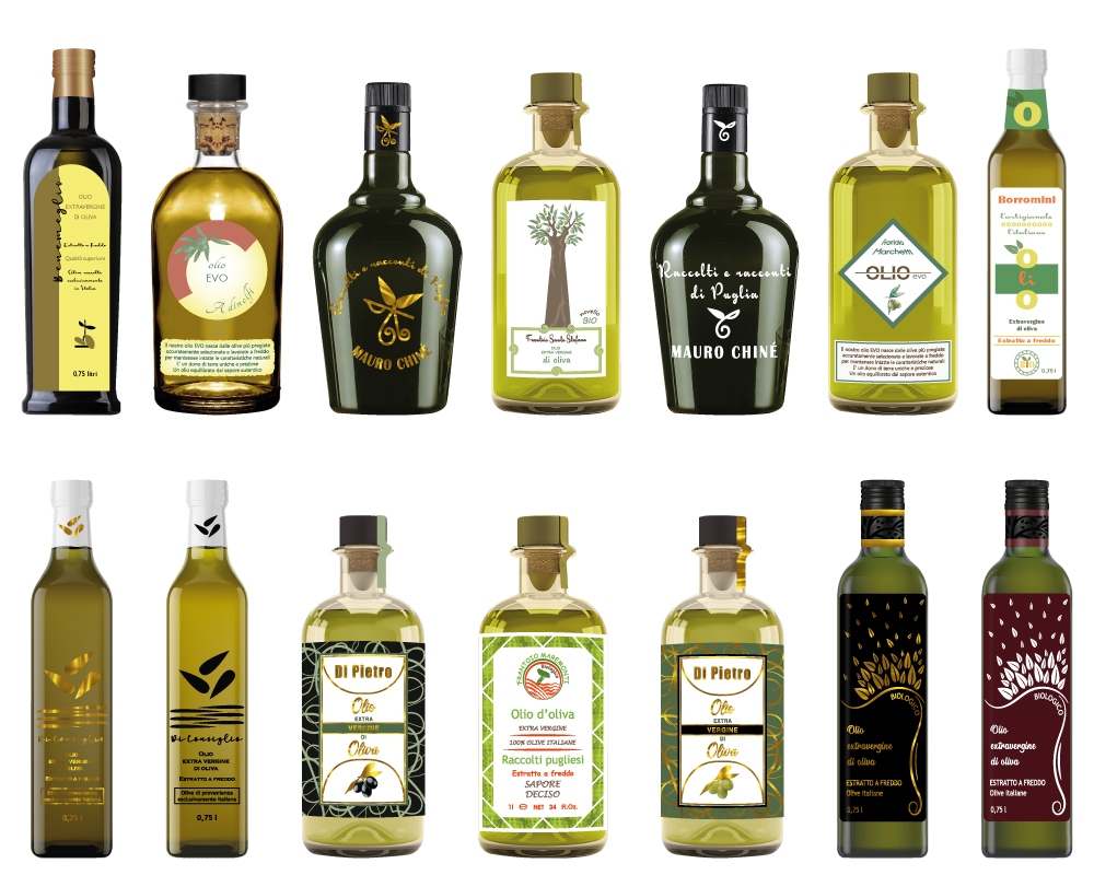 grafica etichette adesive per olio extravergine di oliva