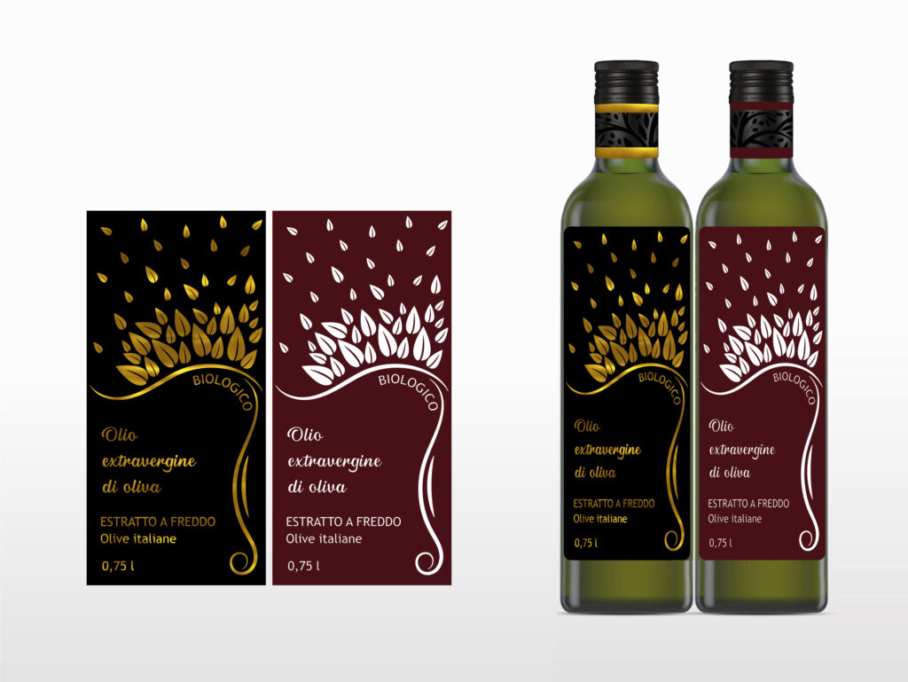 grafica etichette adesive per olio di oliva stampa oro a trasferimento termico
