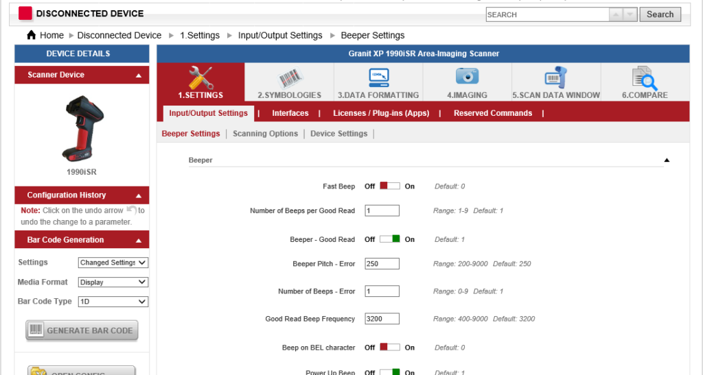 EZconfig software di configurazione lettore di codice a barre Honeywell