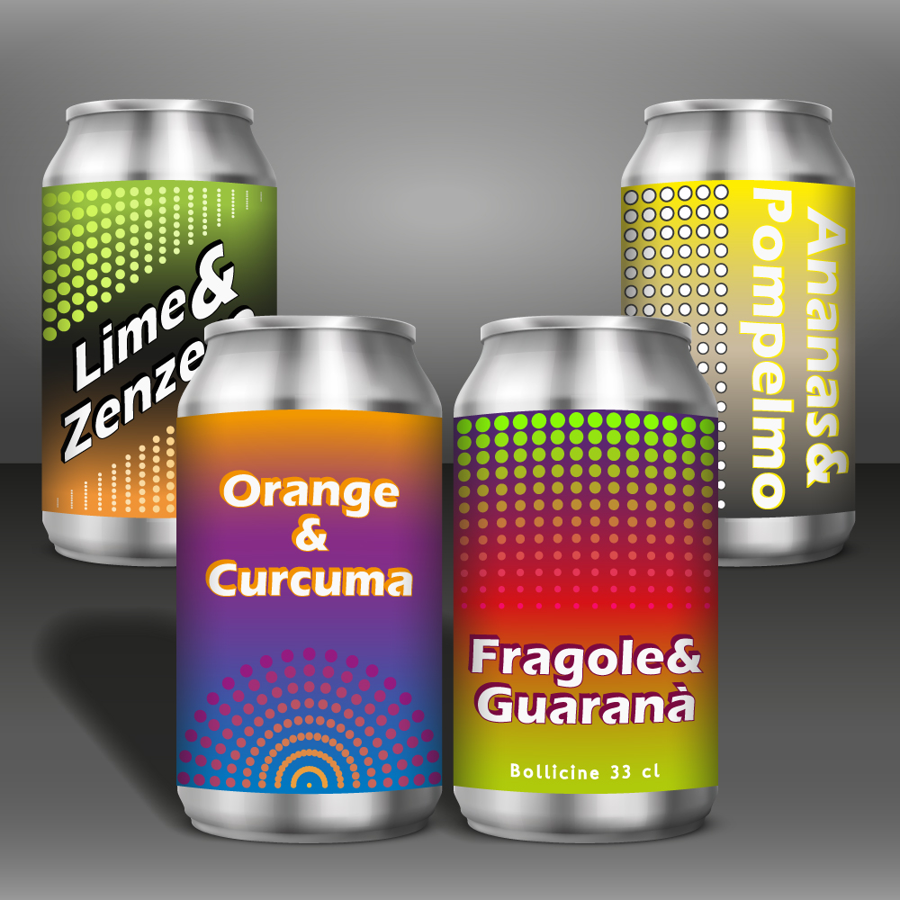 grafica etichette adesive per birre e bevande energetiche in lattina