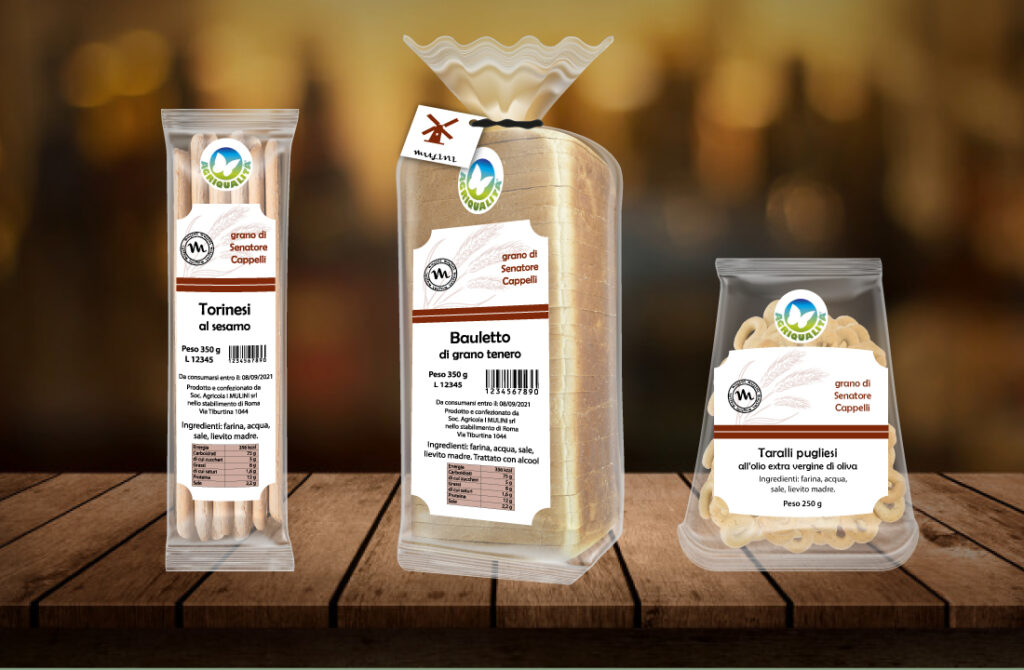 grafica etichette adesive per prodotti alimentari in sacchetti