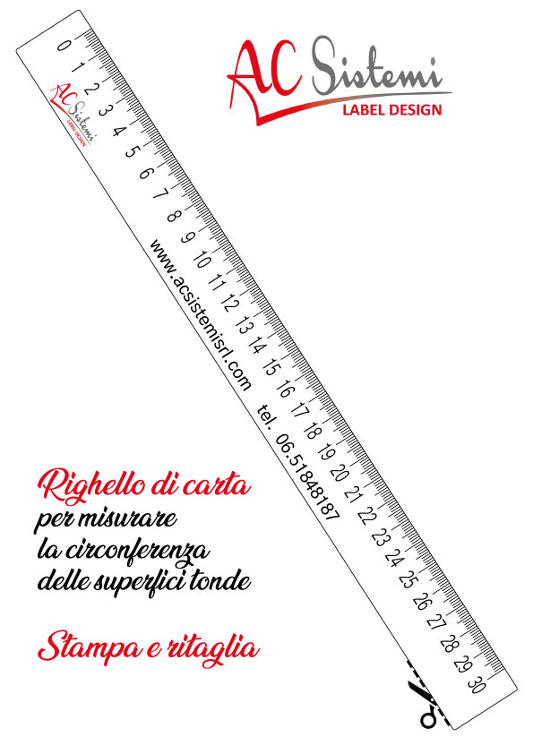 righello in formato PDF da stampare su fogli A4 e ritagliare per misurare le bottiglie e i vasetti