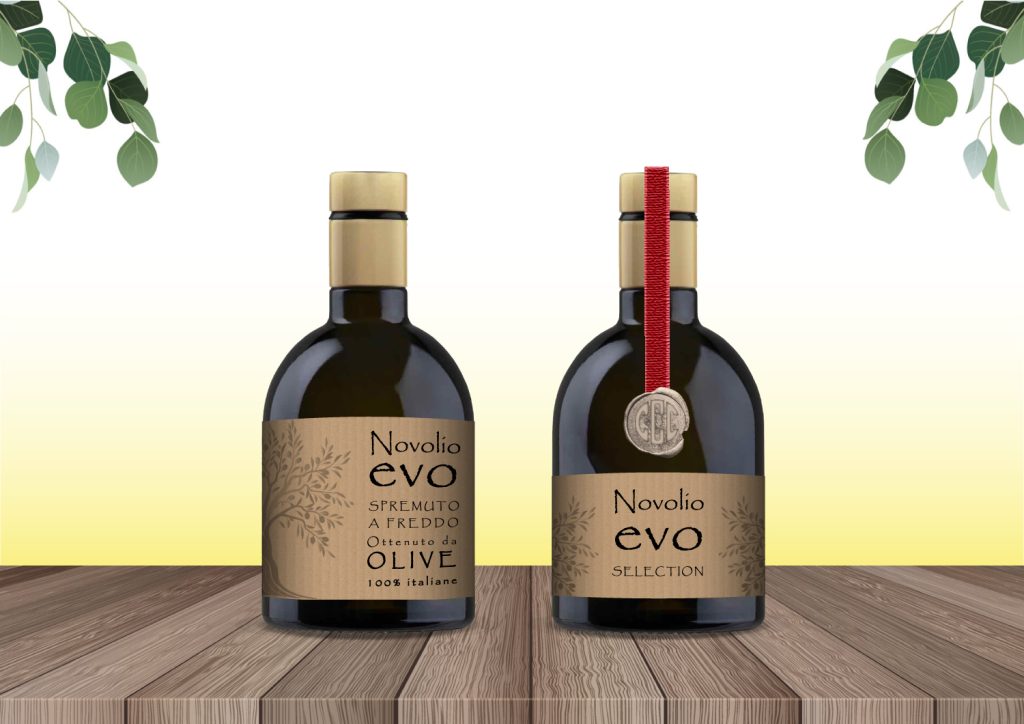 grafica etichetta in carta kraft per olio di oliva