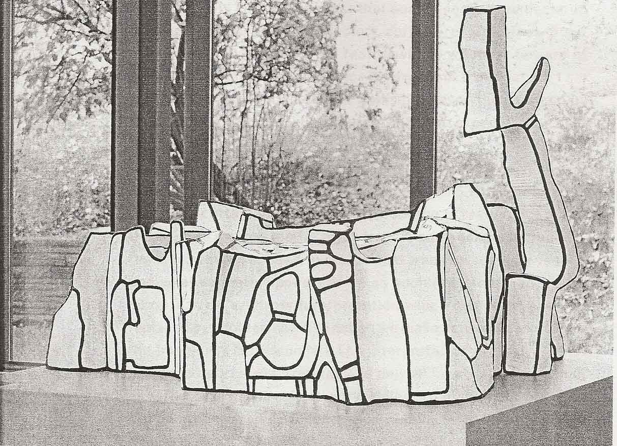 Jean Dubuffet, Castelet l'Hourloupe, 1968, epoxy en polyurethaanverf, 100x125x100 cm, Fondation Dubuffet, Parijs.