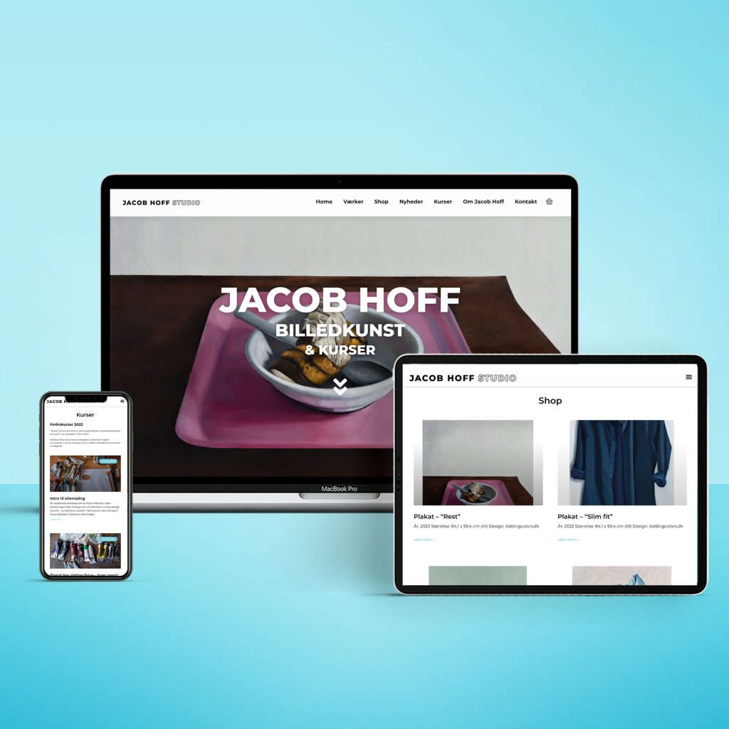 Webshoppen, designet af grafisk designer Thomas Løj Christensen, fremviser Jacob Hoff's unikke kunstværker.