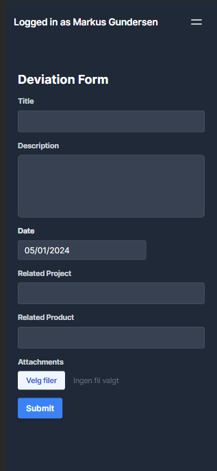 Deviation Registration app with customizable forms