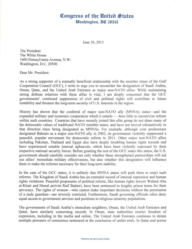 Ltr to POTUS re major ally status-page-001