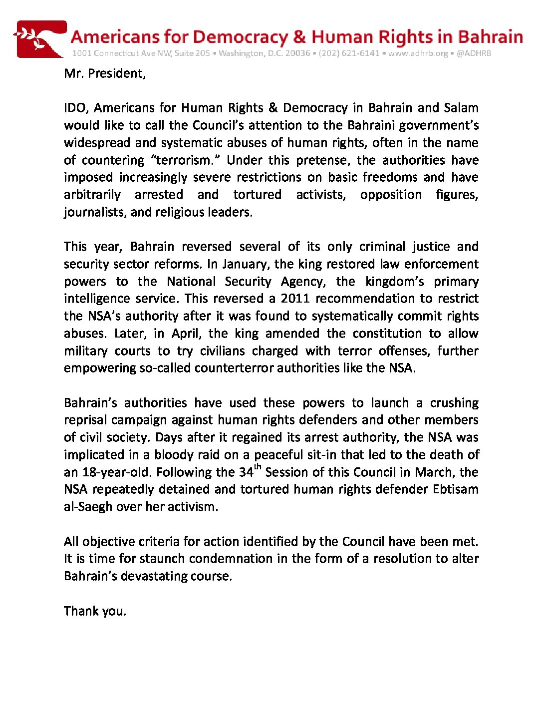 Americans for Democracy & Human Rights in Bahrain