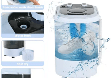 Portable Mini Washer with Spin Dryer and Brush غسالة محمولة مع مجفف دوار وفرشاة 1