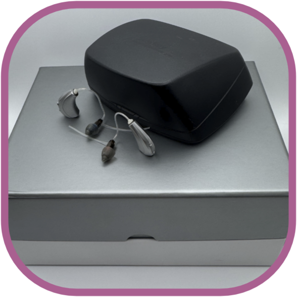 394-395-396 chargable Starkey Muse IQ 1600 and charger on box
