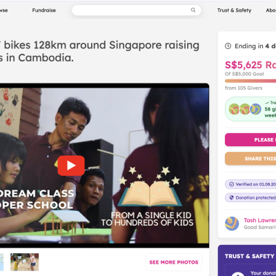 Inspired Story of a 6 year old AJ bikes 128km around Singapore raising funds for kids in Cambodia