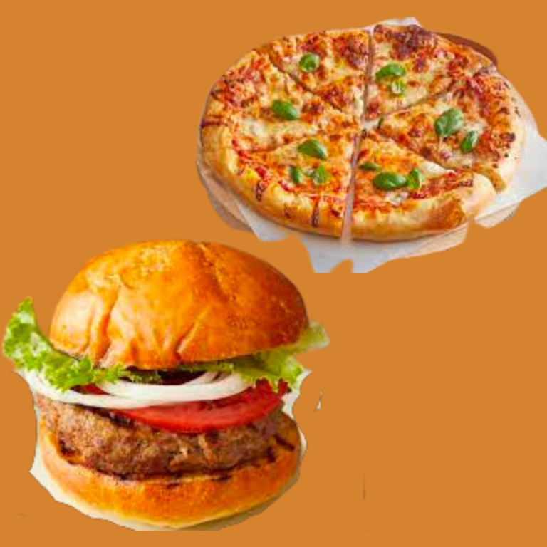burgers and pizzas