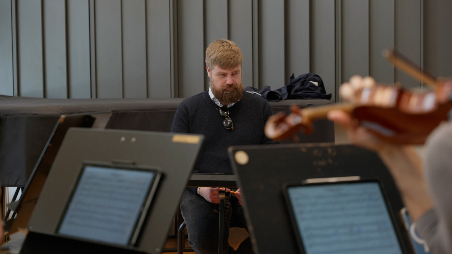 Rehearsal of Concerto Grosso by Allan Gravgaard Madsen with JACK Quartet