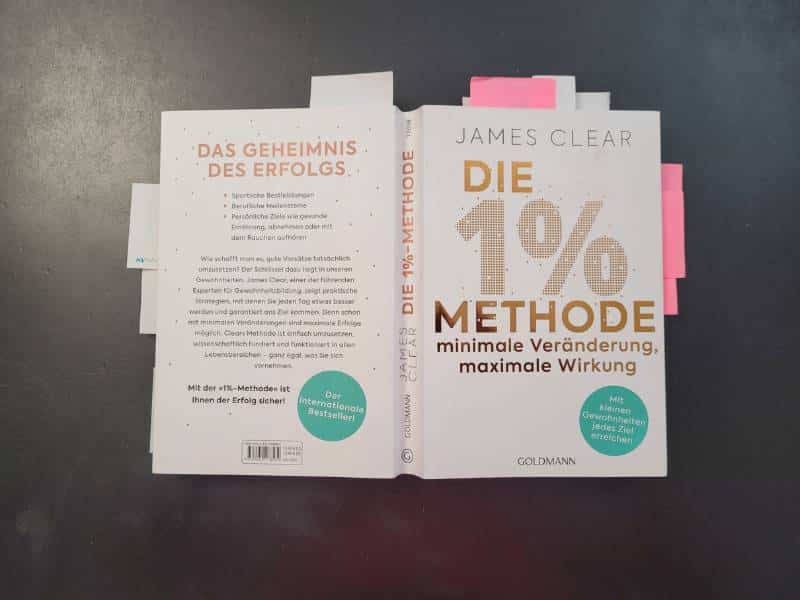 Vorder- und Rückseite des Buches "Die 1%-Methode - minimale Veränderung, maximale Wirkung" von James Clear